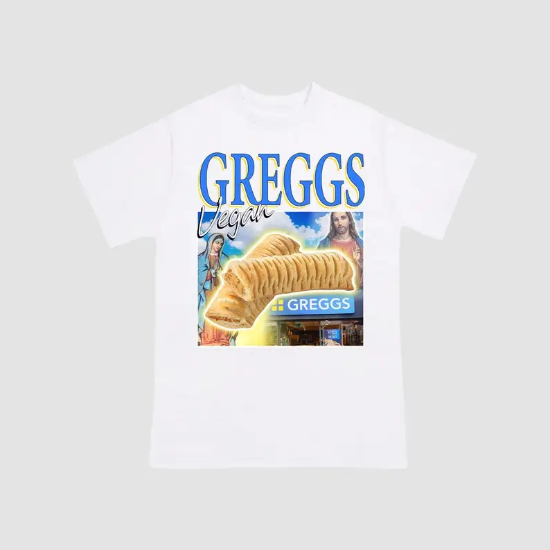 Greggs VEGAN Sausage Roll tshirt plant based veggie vegetarian tee funny meme shirt vintage fathers day xmas birthday