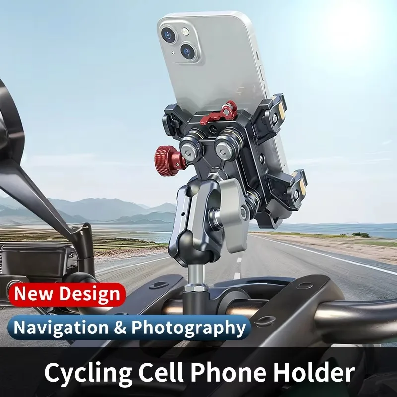 Lanparte Motorcycle Phone Mount Aluminum Alloy Shock Absorbing Anti Theft 360° Rotation Phone Holder for Bicycle Electric Bike