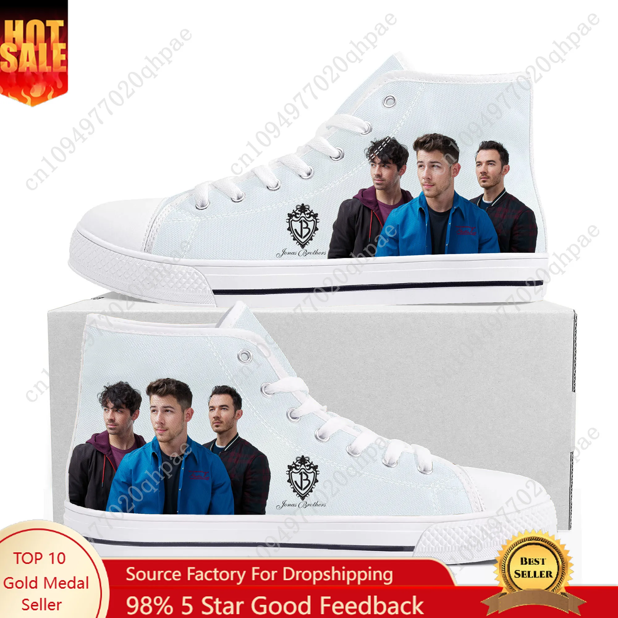 

Высокие кроссовки Jonas Brothers, мужские и женские подростковые парусиновые кроссовки высокого качества с 3D принтом, повседневная обувь для пар, индивидуальная обувь