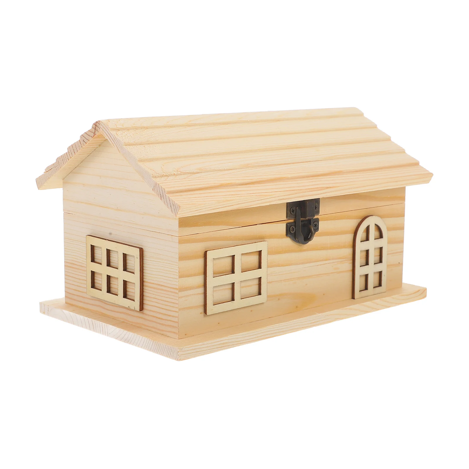 Wooden House DIY Unfinished Coin Bank Kids Saving Box Wooden Piggy Bank Money Storage Decor Wood House Children Coin Box