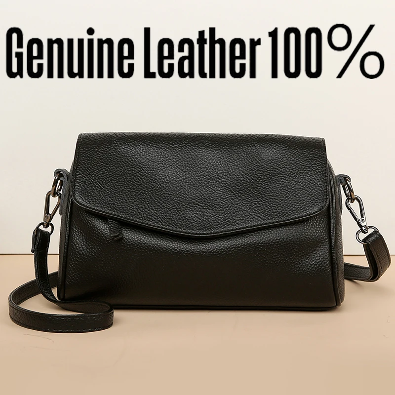 

2025 New Genuine Leather Women's Shoulder Bag Simple Cowhide ladies handbags Satchel bag female Commuter Shopping Daily Tote Bag