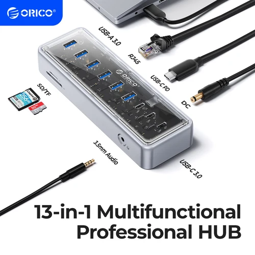 Imagen 1 del producto ORICO-Hub metálico USB 3,1, transmisión de alta velocidad, 5Gbps, 13 puertos de expansión simultáneos para Todos los Macbook Mac Mini
