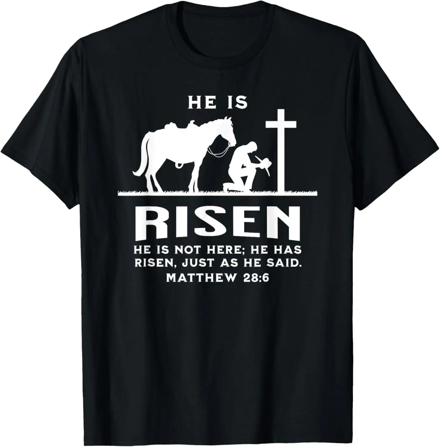 Cowboy Kneeling Cross Easter Risen Western Christian Jesus T-Shirt