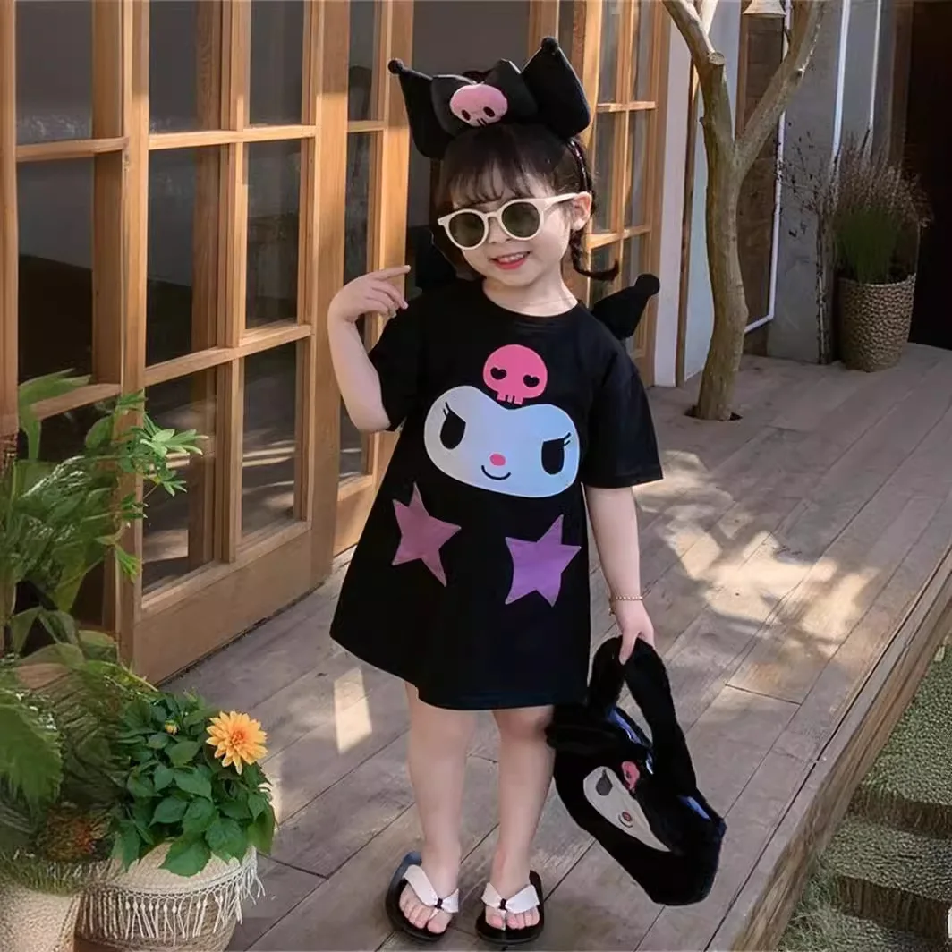 

2023 Sanrioes Toddler Baby Girl Dress Anime Kuromi Kawaii Cartoon Summer Clothes Birthday Party Wedding Dress Tutu Costume Gift