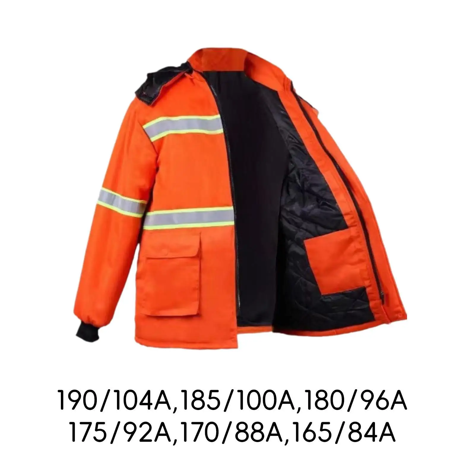 Safe Jacket Reflective High Visibility Removable Hood Thicken Hooded Jacket with Pockets and Zipper for Highway Port Airport