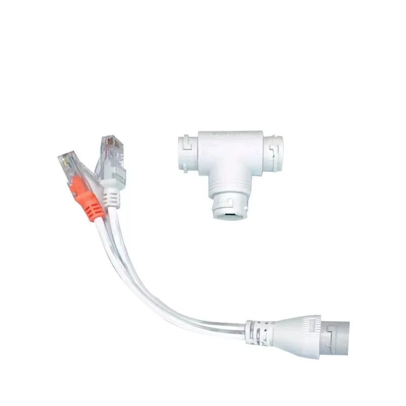 

2-in-1 POE Splitter Network Cabling Connector Three-way RJ45 plug Connector for Security Camera install Transmission Cables