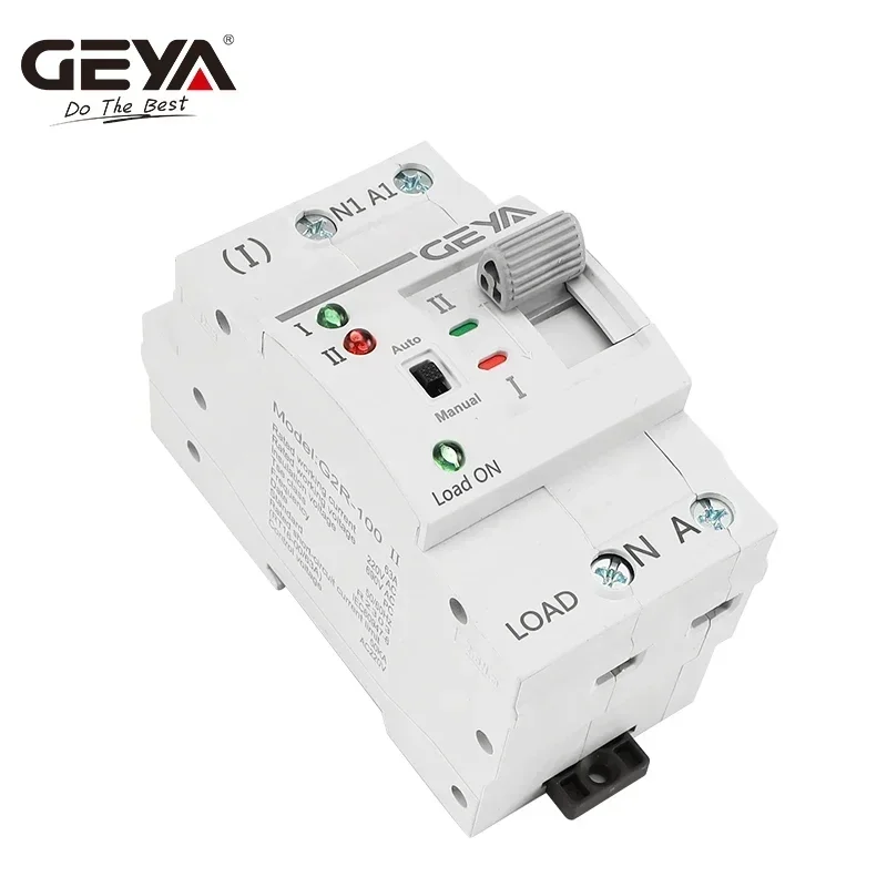 GEYA G2R Din Rail 2P ATS Electric Switch Manual Transfer Switch 110V 220V Coil PC Type Switch City Power to Generator 63A