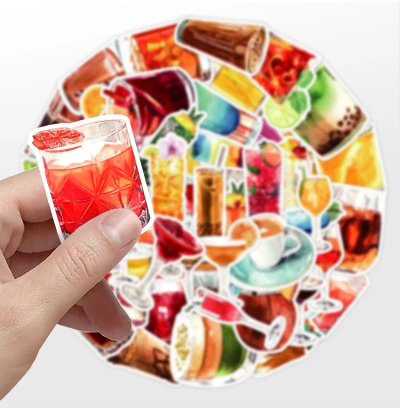 10/25/50pcs Cocktail Drink Graffiti Stickers Wine for DIY Travel Luggage Water Bottle Phone Laptop Guitar Scrapbook Car Decal