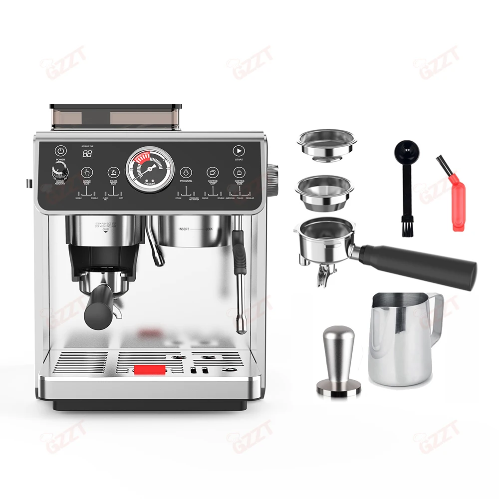 GZZT ATC-11 Semi-Automatic Espresso Machine with Grinder Dual Pump Triple Boiler for Perfect Milk Frothing Coffee Maker 220-240V