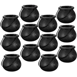 Frasco de caldero de 12 piezas para niños pequeños, Cubo de dulces para Halloween, maceta de truco o trato, contenedor de decoración de plástico
