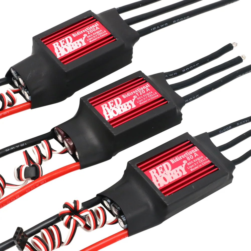 RedHobby 200A 80A 120A ثنائي الاتجاه بدون فرش ESC للتحكم عن بعد سيارة قارب هوائي تحت الماء المروحة #3