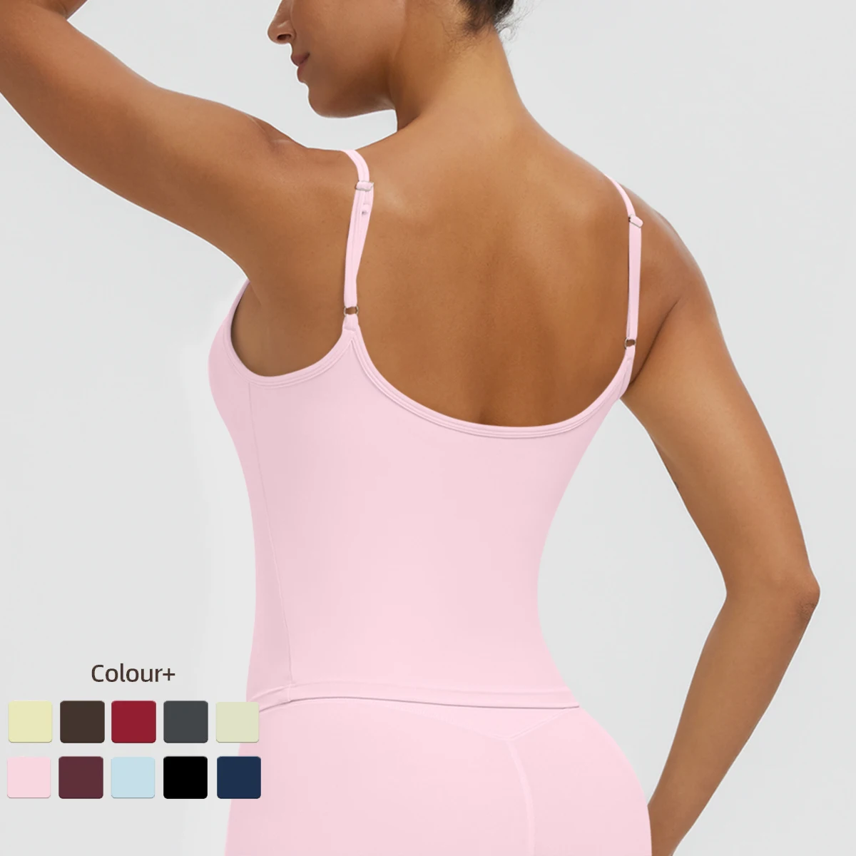 Summer Backless Sling Yoga Vest for Women Shock-absorbing Running Yoga Tank Top Solid Color Gather Running Sports Yoga Vest