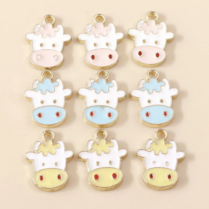 10pcs 13*18mm niedliche Emaille Tiere Milch Kuh Charms für Ohrringe Armband Halskette Anhänger handgemachte DIY Schmuck machen Ergebnisse
