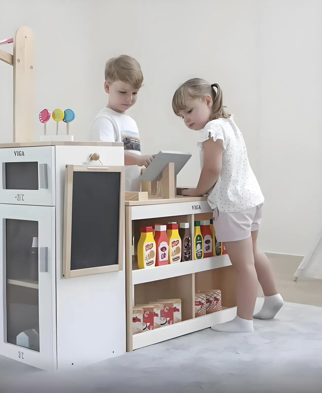 

Simulation Wooden Stalls Selling Fruit And Vegetables Wooden Grocery Role Play Set For Sale