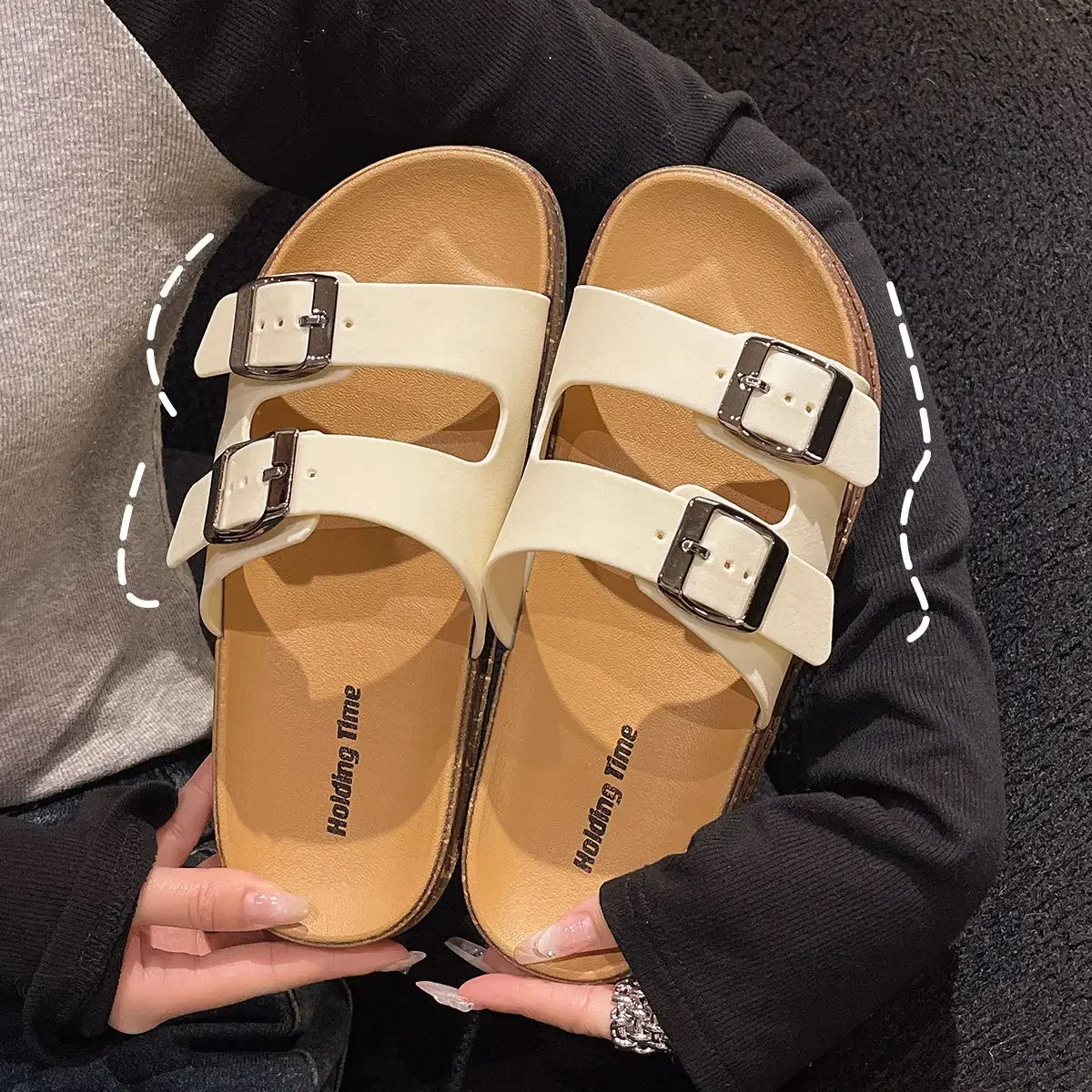

Летние новые стильные женские шлепанцы с двойным ремешком — дизайн с регулируемым ремешком, стильные сандалии на плоской подошве на мягкой подошве для улицы