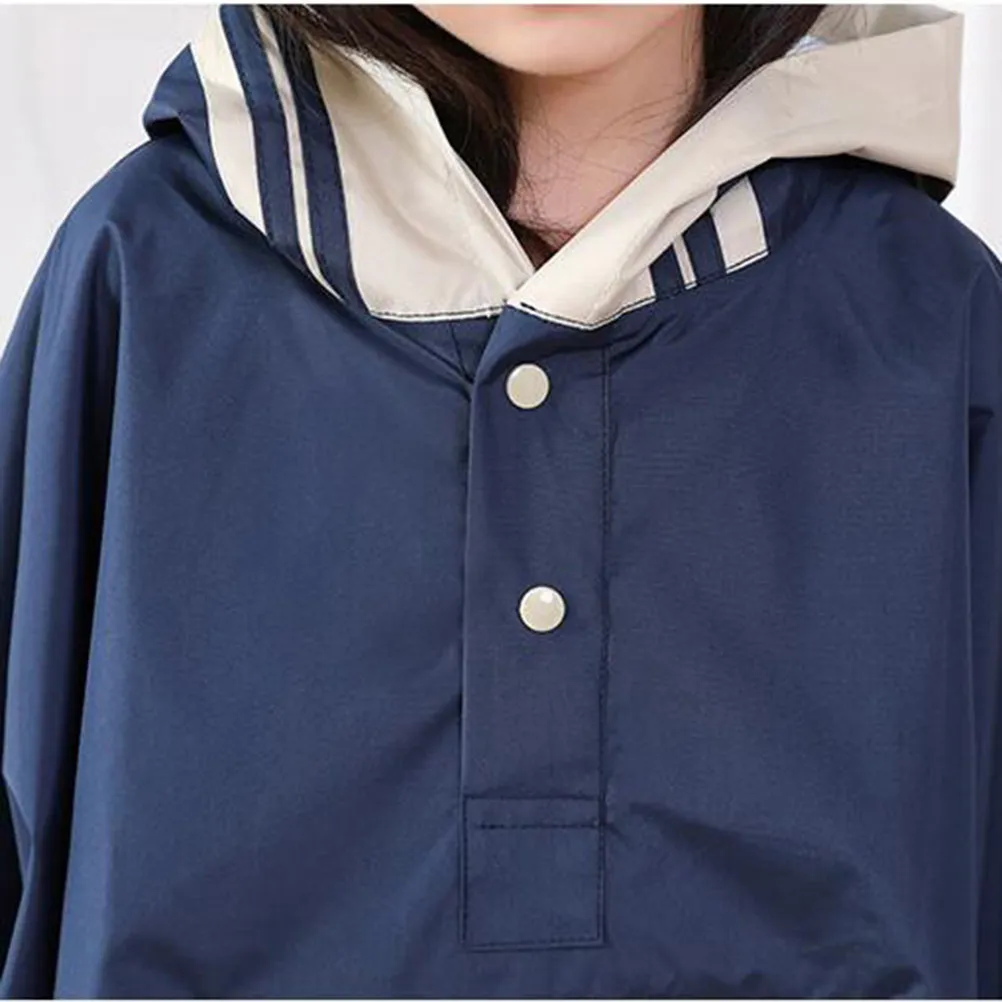 

Детский дождевик-пончо водонепроницаемый, темно-синий, с капюшоном, функциональная дождевая одежда, удлиненный капюшон для защиты волос, детская уличная дождевая одежда, размеры