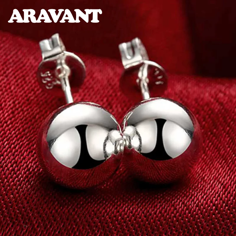 

Aravant 925 Silver 8MM/10MM/12MM Bead Earring For Women Fashion Jewelry