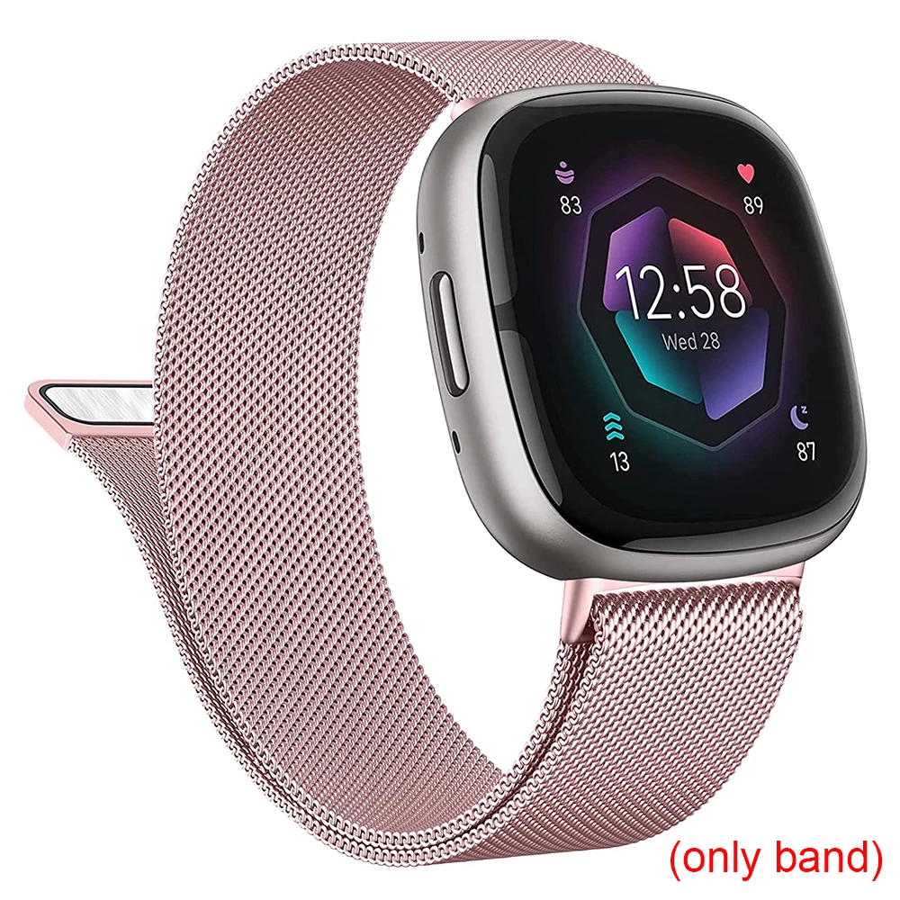 Magnetic Bracelet Band For Fitbit Versa 4 3 Stainless Steel Mesh Watch Strap Loop For Fitbit Sense 2 Replacement