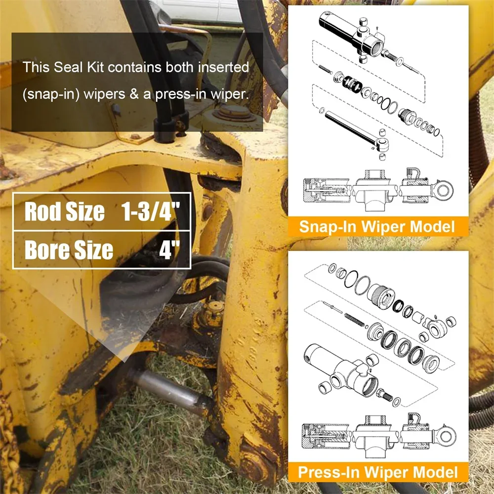 ANX-Reconstruir Kit de vedação de reparação para Case 580CK, modelo 33, retroescavadeira, Swing Cilindro, 1963 com snap-In, Press-In Wiper, 19 PCs/Set, 580CK