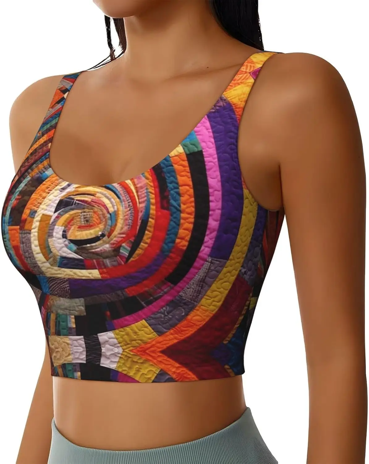 Women's U-Back Sports Bra, Light Support Fantasy Printed W Removable Pads Moisture-Wicking. For Yoga Pilates Walking