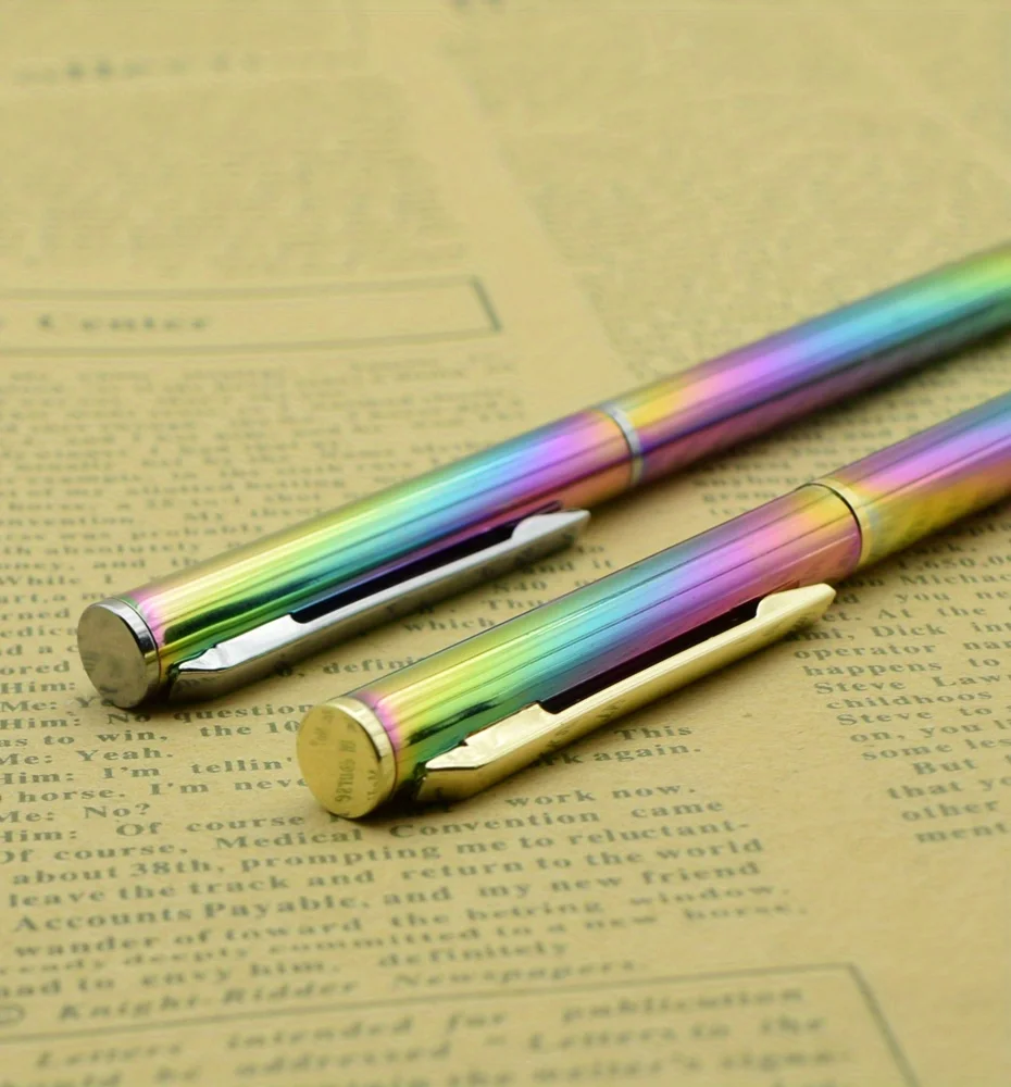 2 teile/satz Bunte Metall Kugelschreiber 0,7mm Schwarz Tinte Refill Twist zu Einziehen Spitze Kugelschreiber Schreiben Materialien Schreibwaren – Detail 3