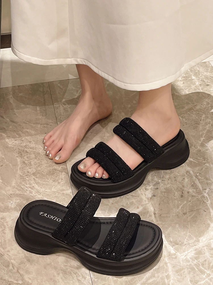 House Slippers Platform Shoes Slipers Women Luxury Slides Shale Female Beach Heeled Mules 2024 Designer Flat Sabot High Rubber