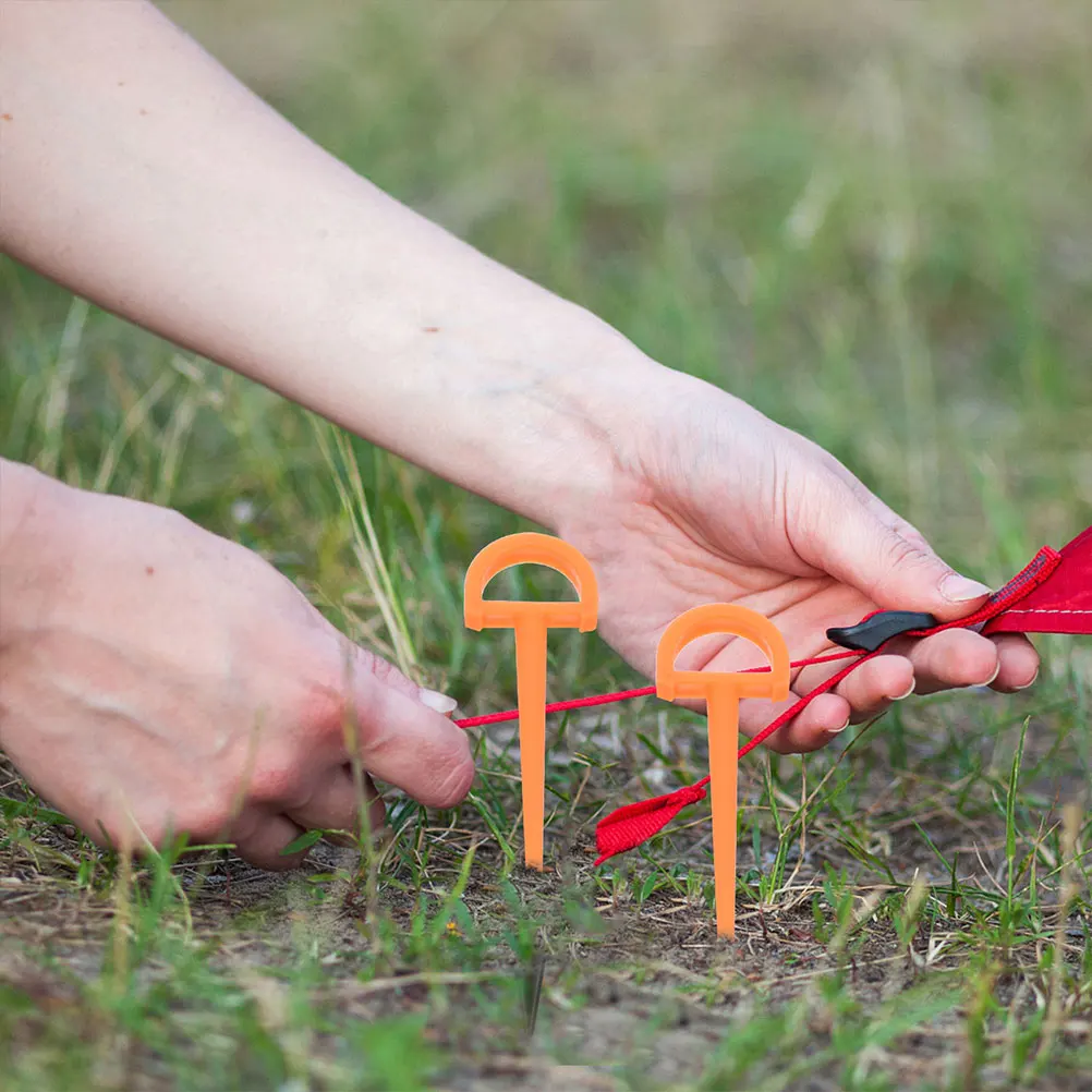 

12pcs Plastic Tent Stakes 9cm D Shaped Heavy Duty Camping Pegs for Tarp Canopy Color Easy to Insert Remove