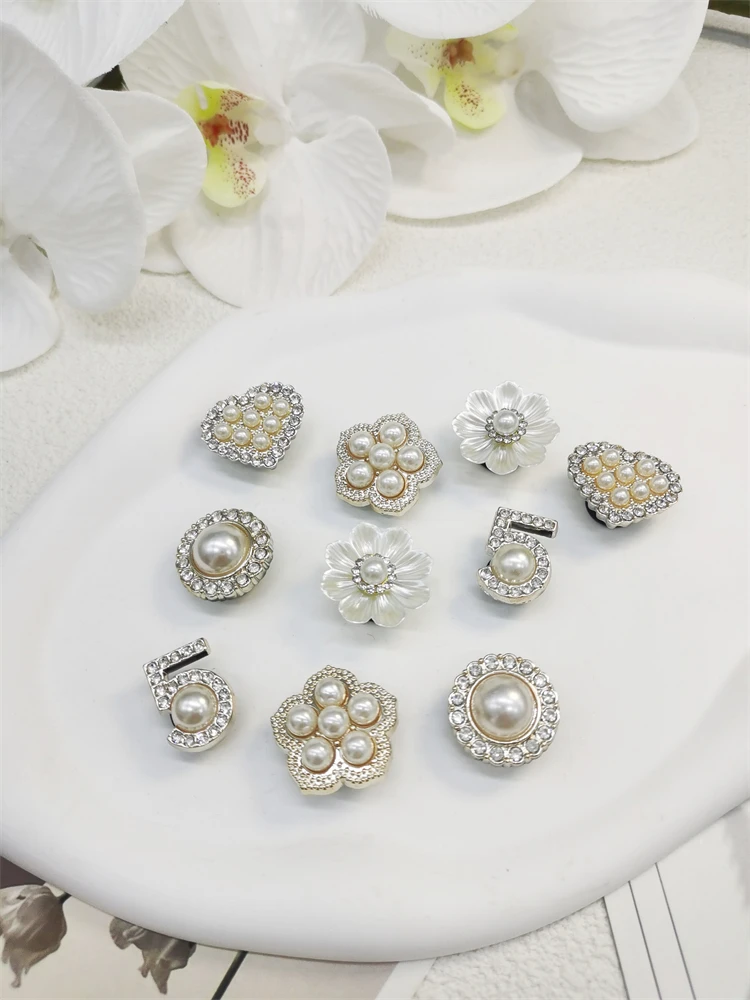 10PCS Schuh Charms ABS Zubehör Dekorationen Clog Neue Luxus Strass Perle Perlen Diy Schnalle Schuhe Ornamente Für Party geschenk – Detail 2