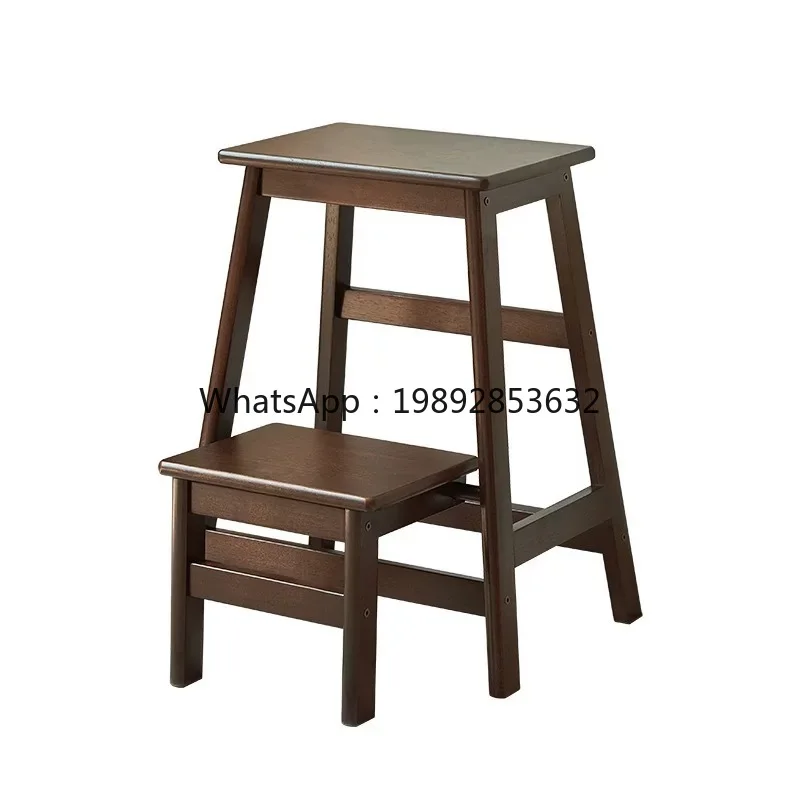 LYY Folding Ladder Stool 2-in-1 Thickened Solid Wood Ladder Stool Dual-use Climbing Stairs Multi-functional Simple Small Ladder
