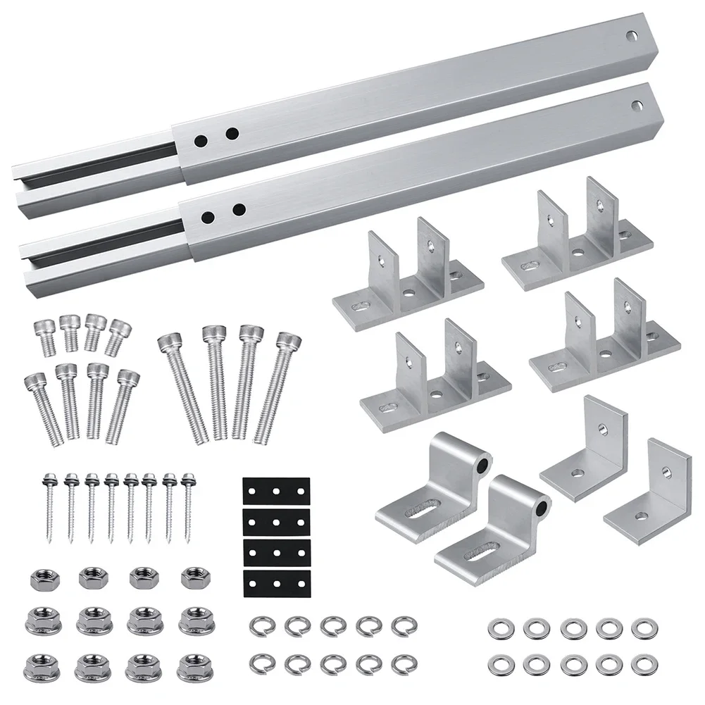 

Brand New Short Brackets Adjustable Aluminum Alloy End Clamp Kit Flat Roof Mounting Silver Solar Panel Bracket