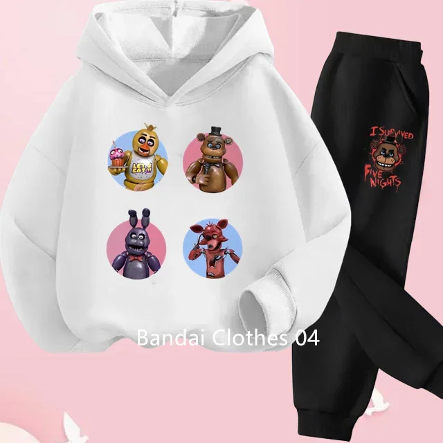 Boys Girls Clothes FANF Hoodie Set Kids 2pcs Spring Autumn Five Nights at Freddy Cartoon Hooded +pants Tracksuit Girls Clothing