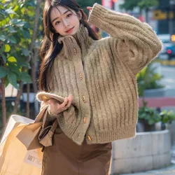 New Cardigan Jumper Knitted Sweater Women Turtleneck Clothes Casual Autumn Winter Woman Tops Outerwear Long Sleeve Sweaters