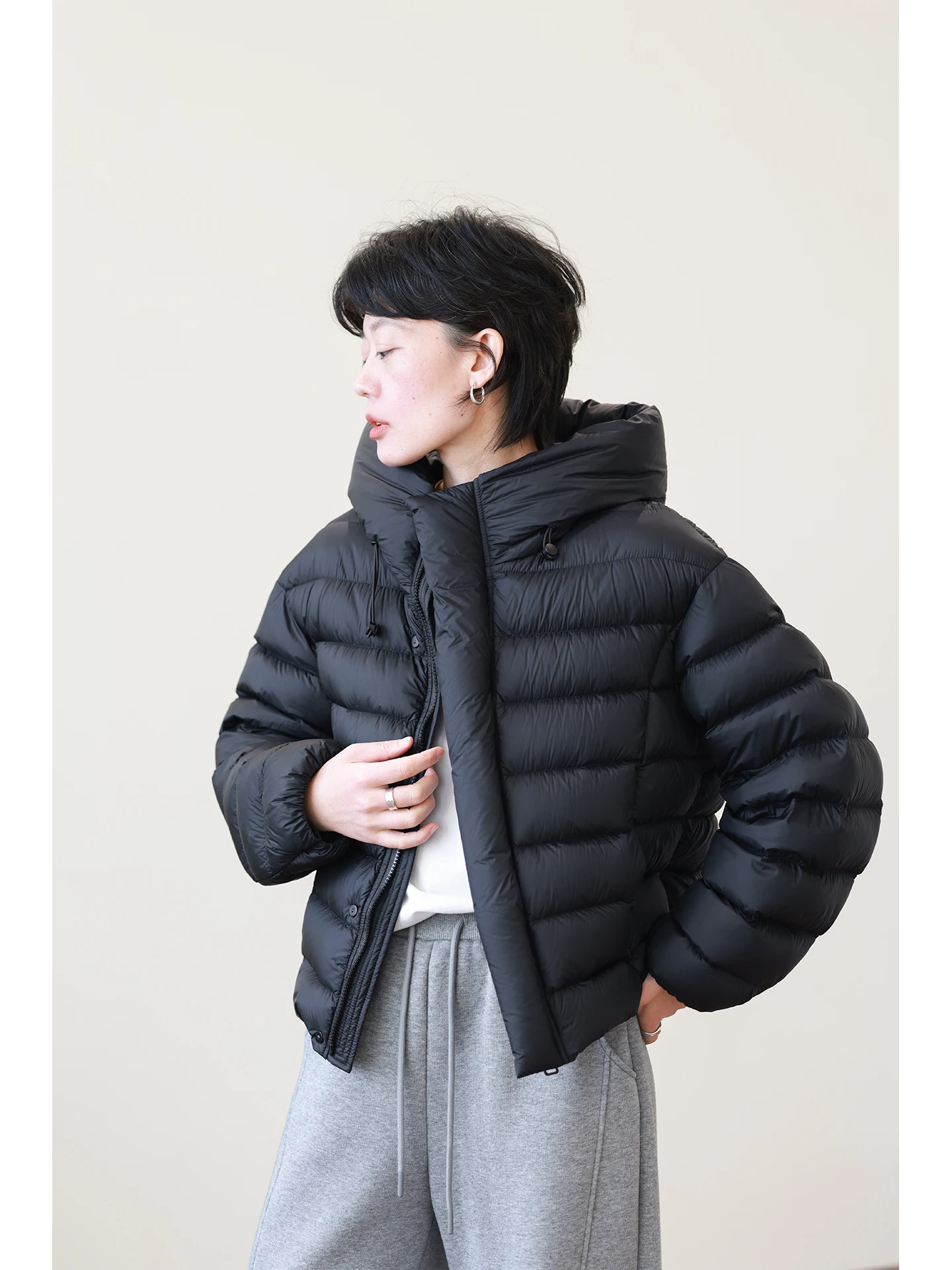 

Women's Casual Loose Du down Jaet Hooded Outdoor Warm Cotton Coat Bread Sle Winter Outerwear ort Sve Zipper