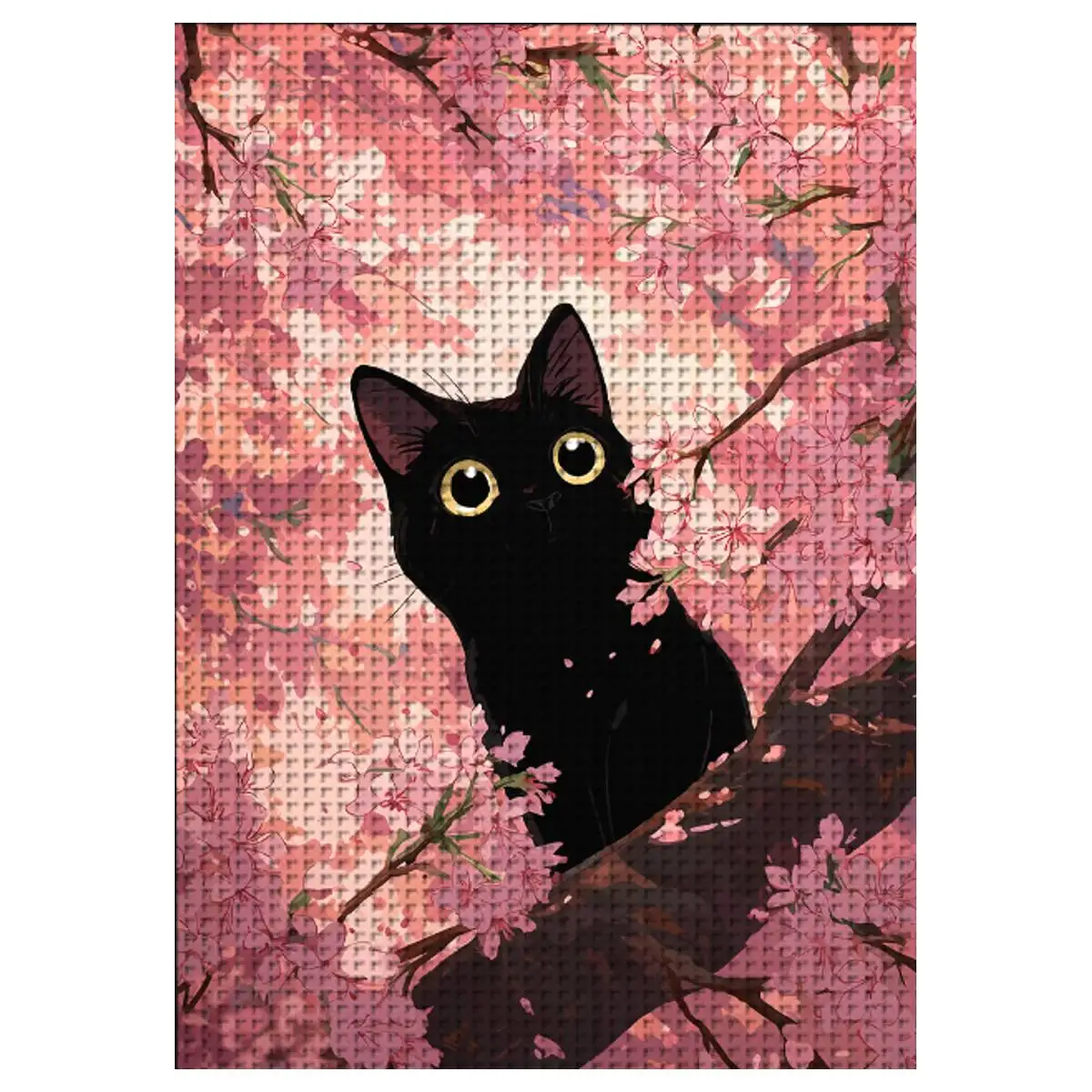 1 Stück 30X40CM/11,8*15,74 Zoll Schwarzes Kätzchen Gestempeltes Kreuzstich-Set DIY-Set 11/14/16CT DIY-Stickset DIY-Kreuzstich-Set