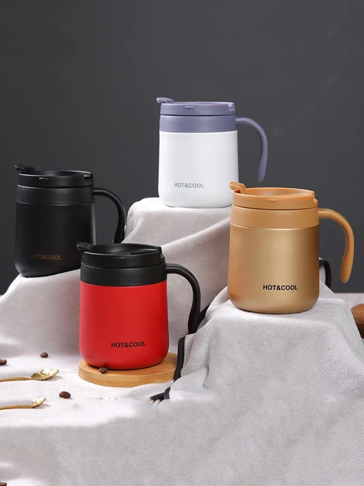 Bouteille d'eau thermique Portable 350ml, tasse Thermos, tasse à café en acier inoxydable 304 avec poignée, flacon isolé anti-fuite