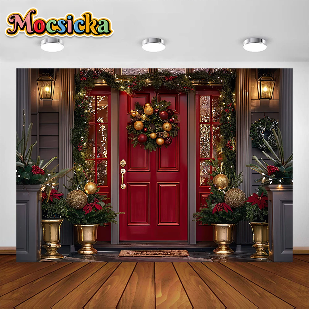 พวงมาลัยติดประตูหน้าต่างสำหรับสตูดิโอถ่ายภาพต้นคริสต์มาสอุปกรณ์ตกแต่งงานปาร์ตี้สำหรับผู้ใหญ่เด็ก