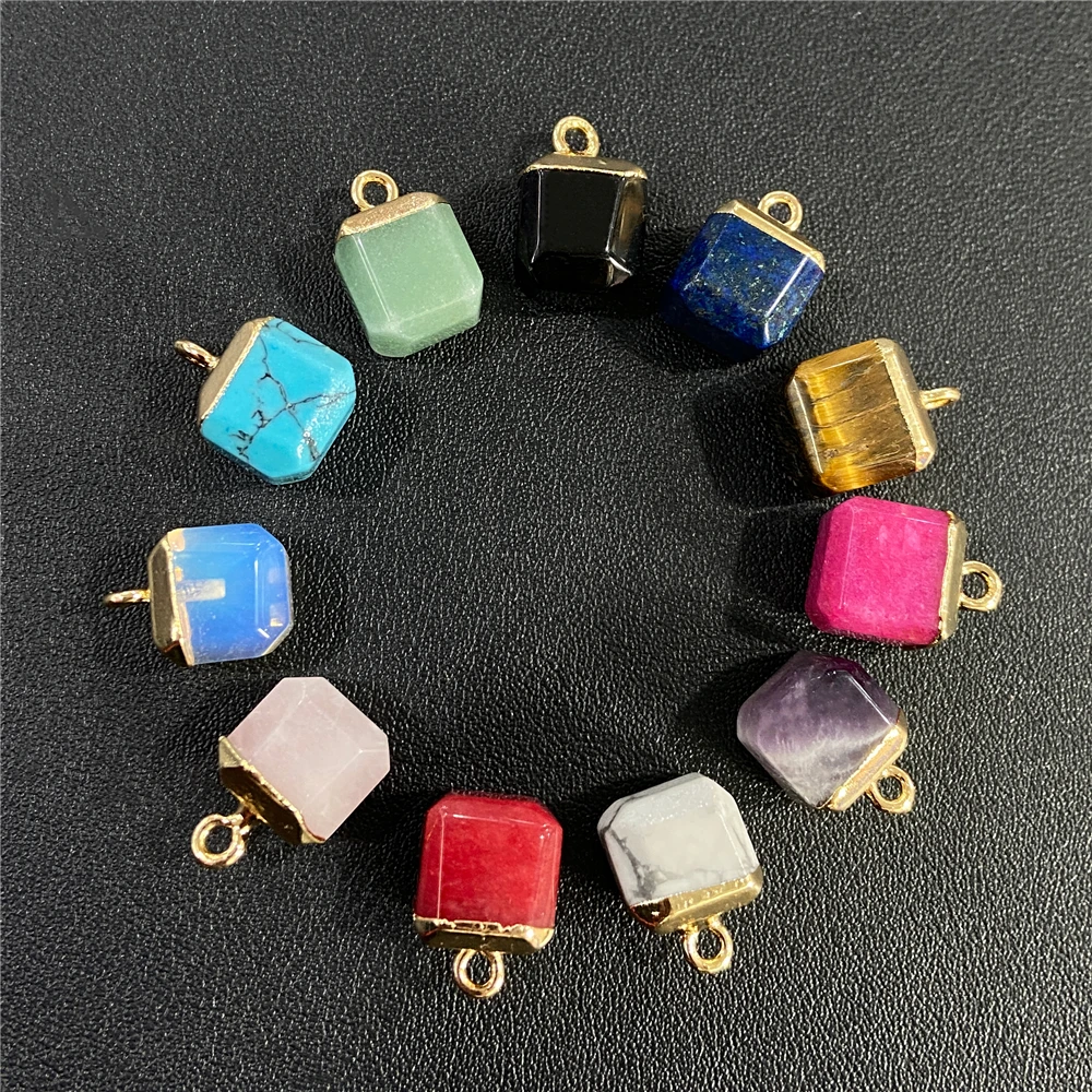 8mm pietra naturale cubo Charms forma quadrata ciondolo gemma cristallo agate ciondolo al quarzo per gioielli che fanno bracciali collana fai da te