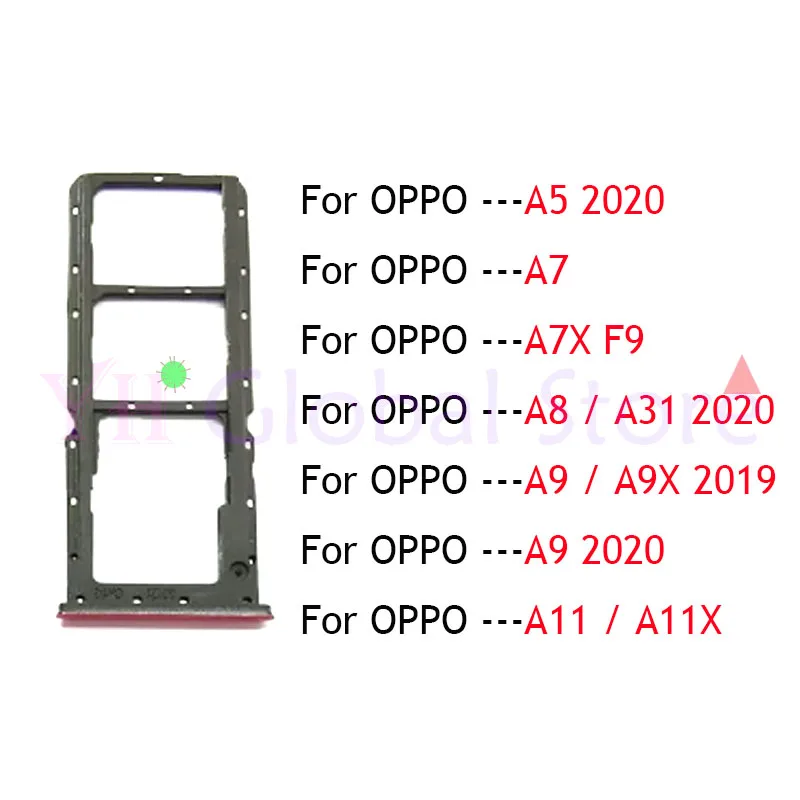 Suporte da bandeja do slot do cartão SIM, Peças de reparo, OPPO, A5, A7, A8, A9, A11, A7X, A9X, A11X, F9, 2019, 2020