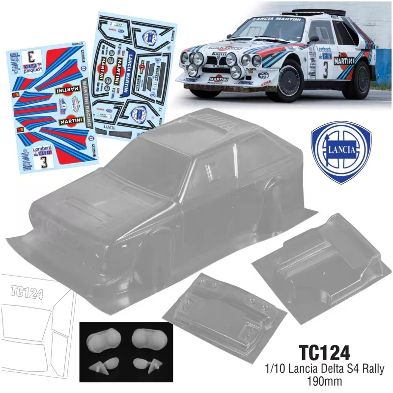 1/10 ランチアデルタ S4 ラリーカーボディシェル RC シャーシホイール