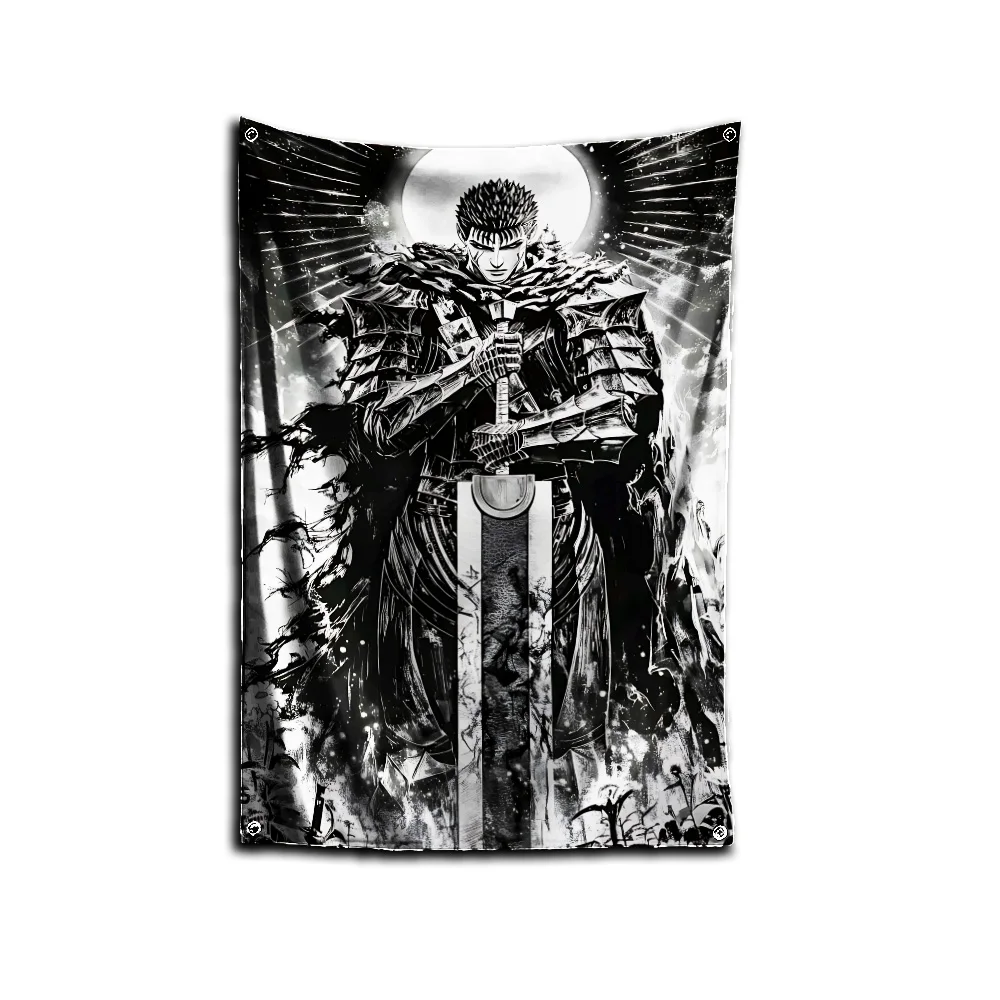 Drapeau Anime Berserk 3x5 pieds en polyester, impression numérique, bannière pour décoration murale de garage ou extérieure avec œillets en laiton