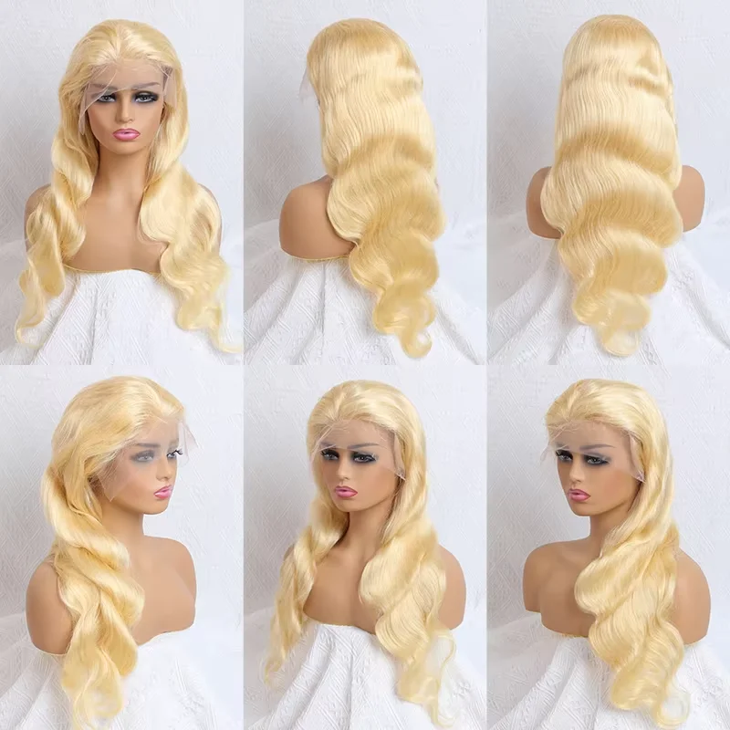 13x4 13x6 360 HD Transparent 613 Lace Frontal Wig Honey Blonde Color Brazilian Raw Body Wave Lace Front Human Hair Wig For Women image 5