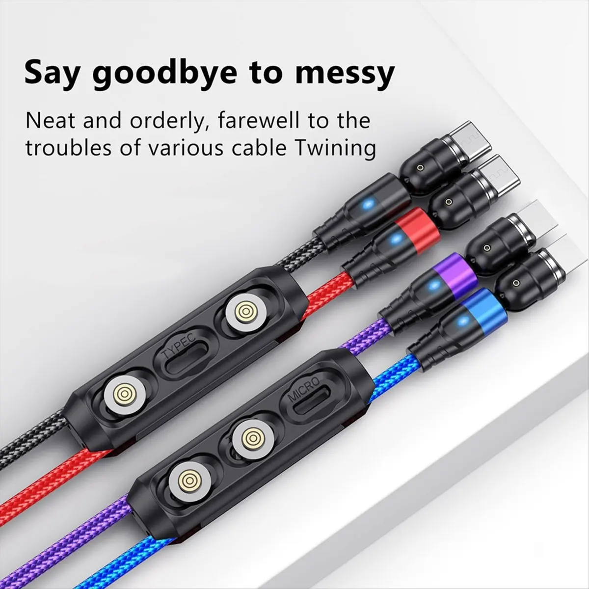 (A32M) 3 in 1 Magnetic Plugs Storage Box Magnet Cable Micro-USB Type C Plugs Case Portable Magnetic Head Anti-Lost Storage