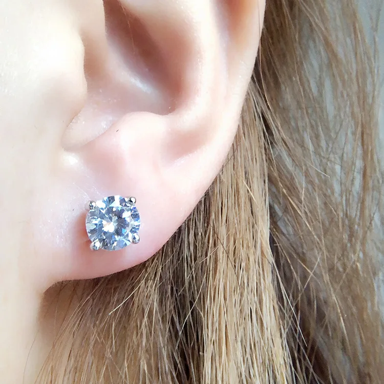 

Женские платиновые серьги с четырьмя зубцами из муассанита PT950 (0,3-3 карата) | 3D дизайн, романтический для свадьбы