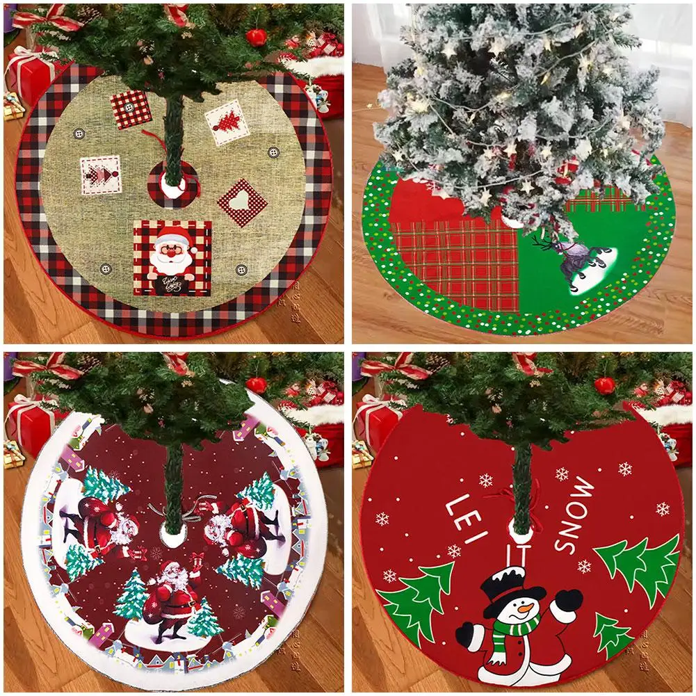 60cm Christmas Tree Mat Soft Polyester Tree Skirt for Christmas Tree Bottom Decor Rustic Vintage Christmas Decorations for S1N1