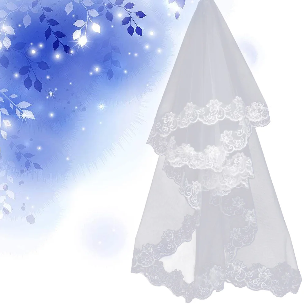 

2.6M Bridal Wedding Veil Long Tulle Lace Elegant White Chiffon Headpiece For Bride Bridal Shower Engagement Wedding Accessories