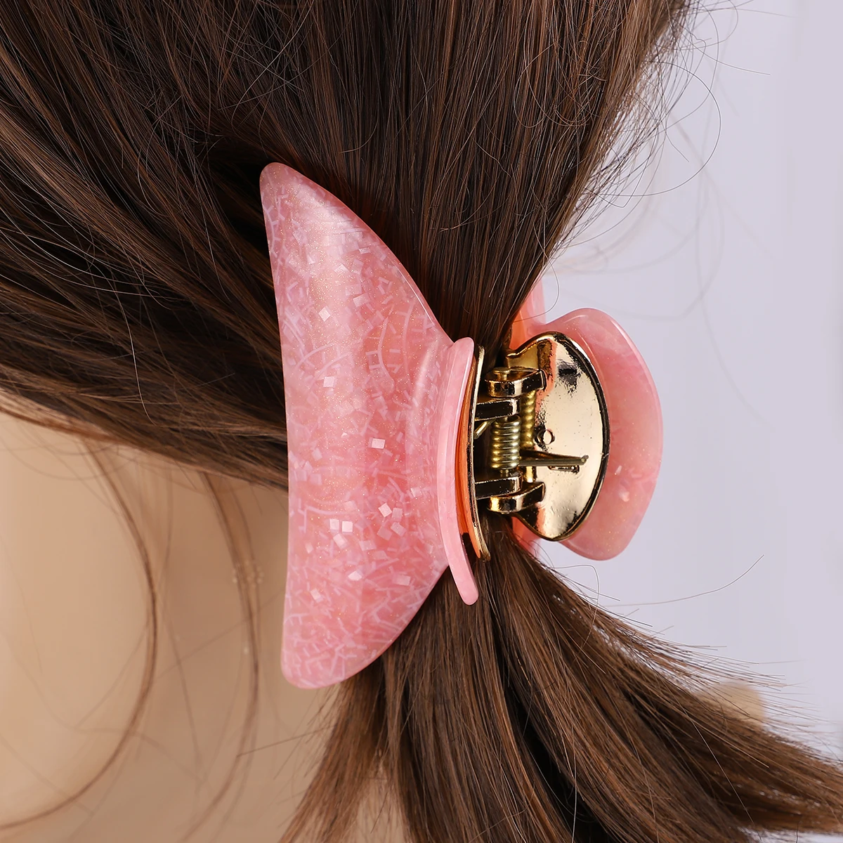

4pcs Acrylic Alloy Hair Claw Clips Large Claw for Women Girls Spring Clamp Barrettes Home Travel Adornments