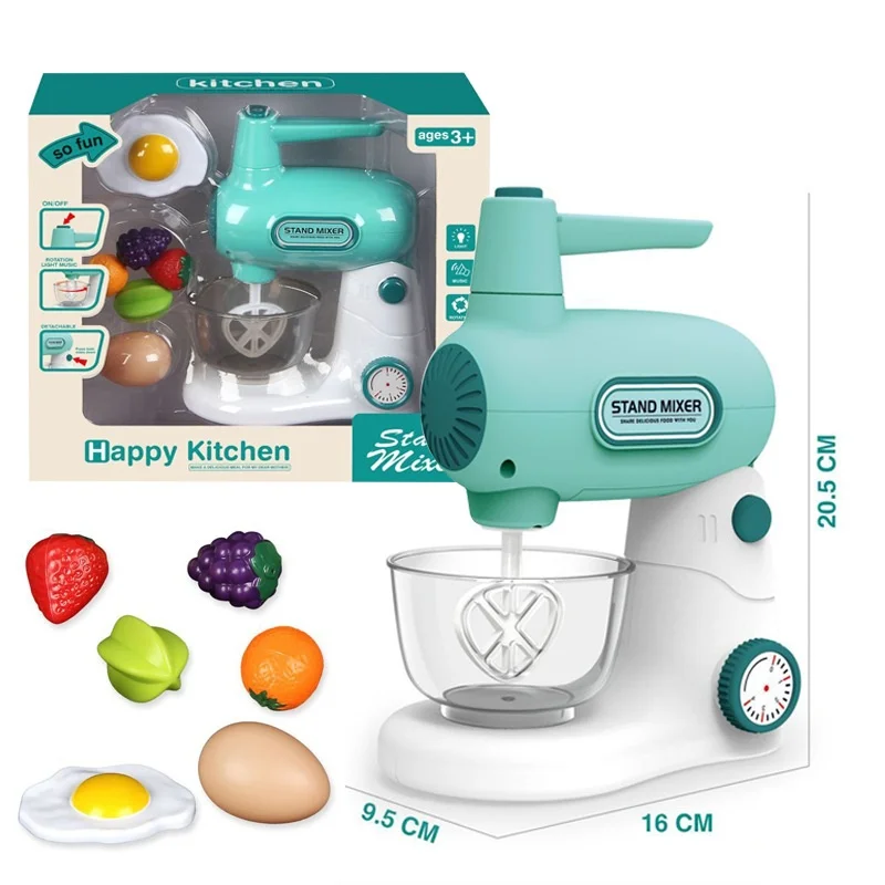 Fun Elaborate  Pretend Play Electric Juicer Blender Educational Kitchen Toy Fruit Veggie Playset Egg Beater For  Toddlers