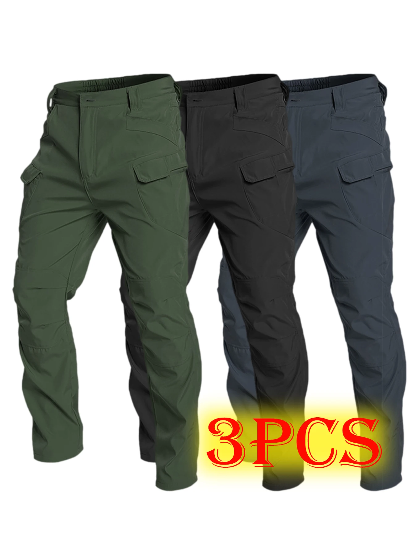

3Pcs Outdoor Sports Trousers PantsMen Tactical Pants Multiple Pockets Training Pants Camo Work Pants