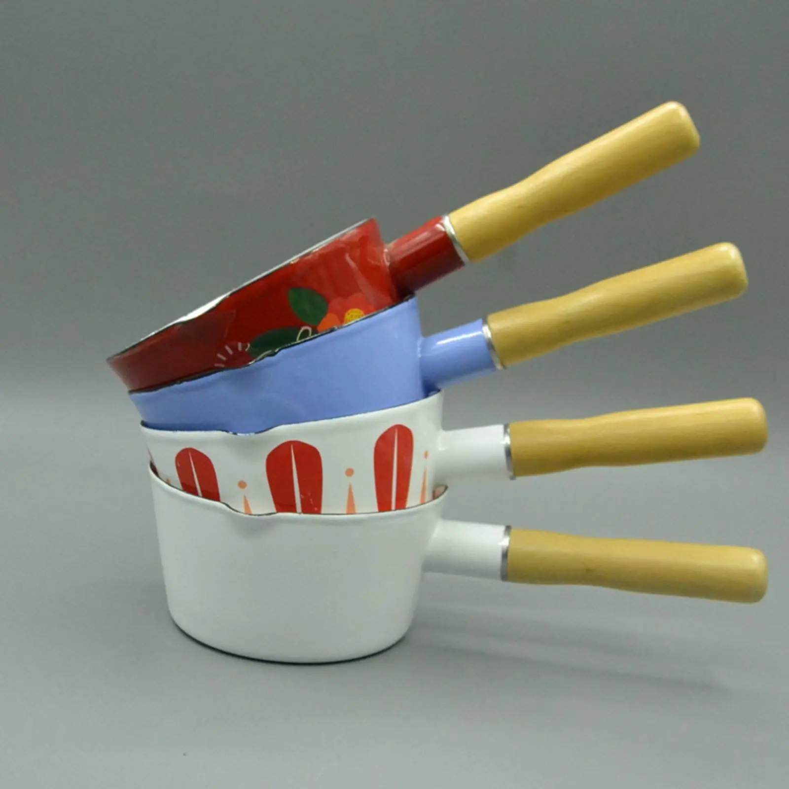 Japanese Design Enamel Pot Thickened Structure Enamel Milk Pot Single Handle Saucepan Easy to Clean Butter Warmer Pouring Spout view 3