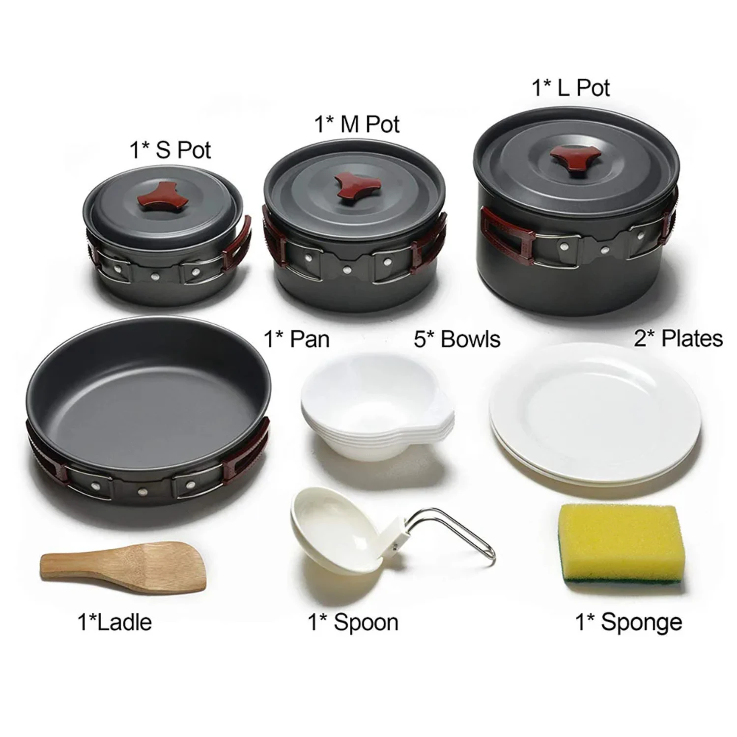 Outdoor Camping Cookware Kit Non Stick Camping Pans Lightweight Cooking Set Pans and Pots  Trekking Hiking Picnic